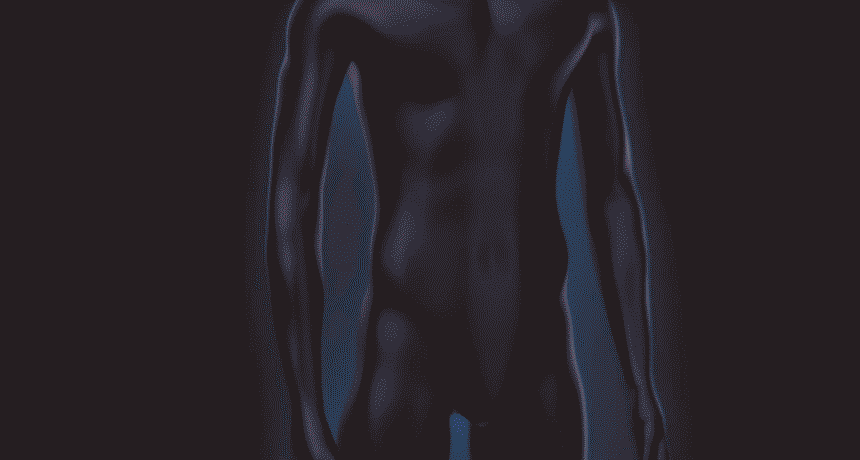Silhouette of a human figure with glowing outlines against a dark background, emphasizing energy flow.