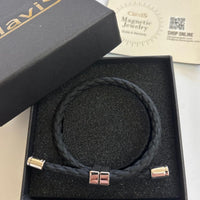 Neodymium 3600 Strap Lightweight Bracelet in black box, Clavis athletic edition, enhances energy, magnetic golf and recovery band.