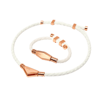Ares Ultra Strength Magnetic Therapy Bracelet & Necklace Set in White Rose Gold, ideal for athletes and golf recovery. Clavis quality.