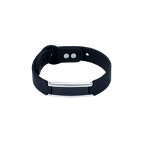 Black magnetic therapy bracelet with stainless steel clasp for athletes and wellness, promoting energy recovery and performance.