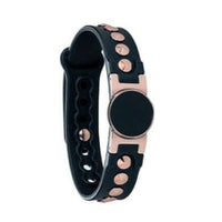 Black onyx magnetic therapy bracelet for athletes, featuring rose gold accents. Ideal for golf recovery, energy enhancement, and wellness.