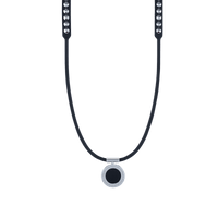 Onyx High Power Gauss Magnetic Therapy Necklace with white band and rose gold accents, designed for athletes and wellness enthusiasts.