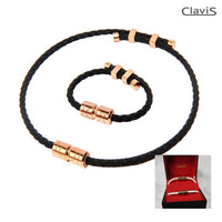 Vita Ultra Strength Magnetic Therapy Bracelet - Black Band Rose Gold, ideal for sport performance and energy recovery, Korean wellness gear.