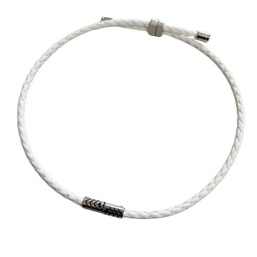 Neodymium 3600 Strap Lightweight Necklace - magnetic therapy for athletes; boosts energy; Clavis athletic edition, white design.