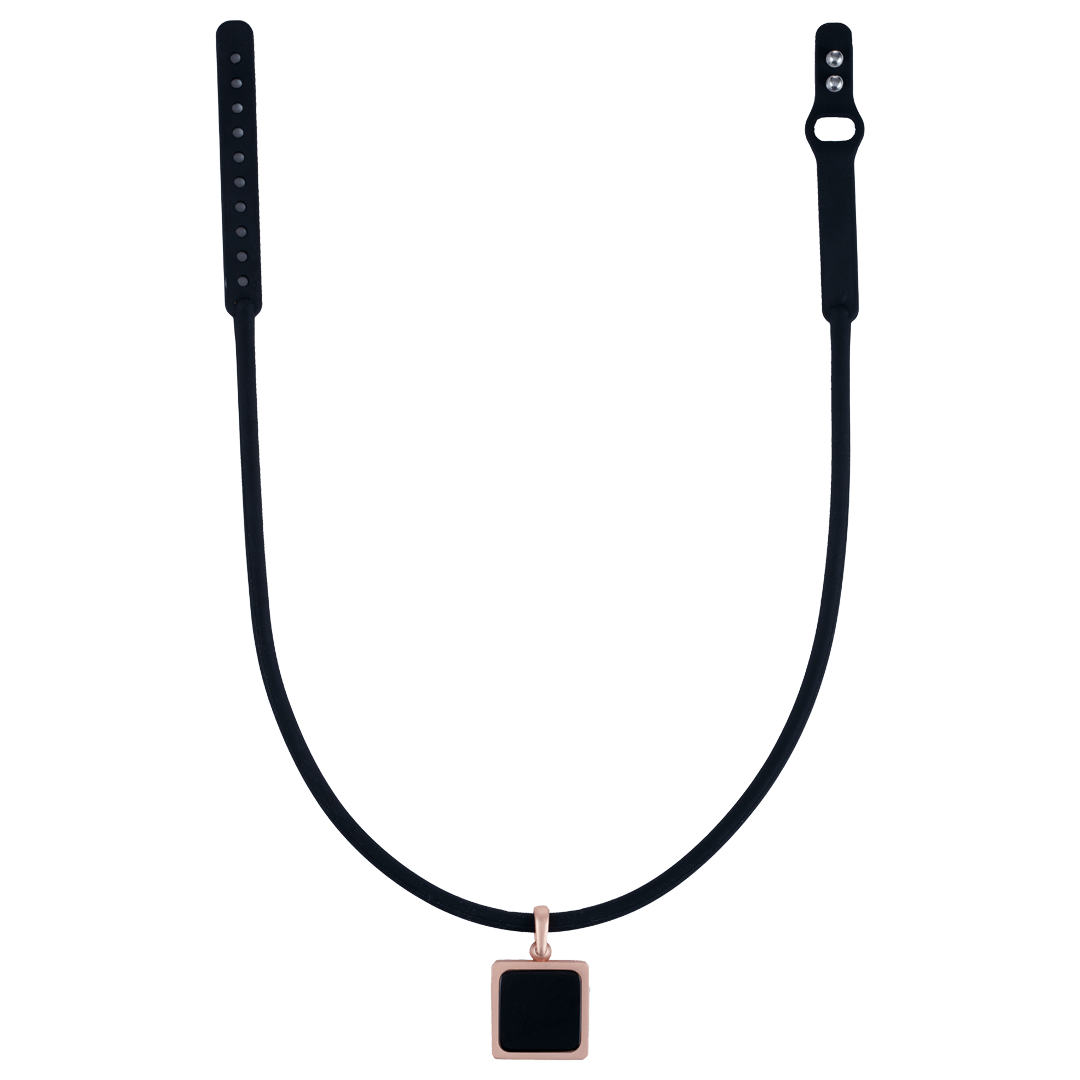 Tera High Power Gauss Magnetic Therapy Necklace in Black Rose Gold for athletic performance and pain relief by Clavis