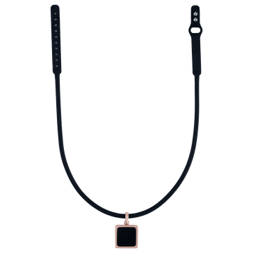 Tera High Power Gauss Magnetic Therapy Necklace in Black Rose Gold for athletic performance and pain relief by Clavis