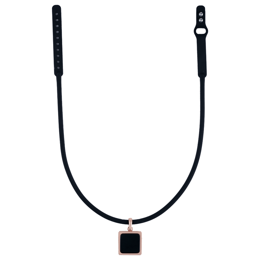 Tera High Power Gauss Magnetic Therapy Necklace in Black Rose Gold for athletic performance and pain relief by Clavis