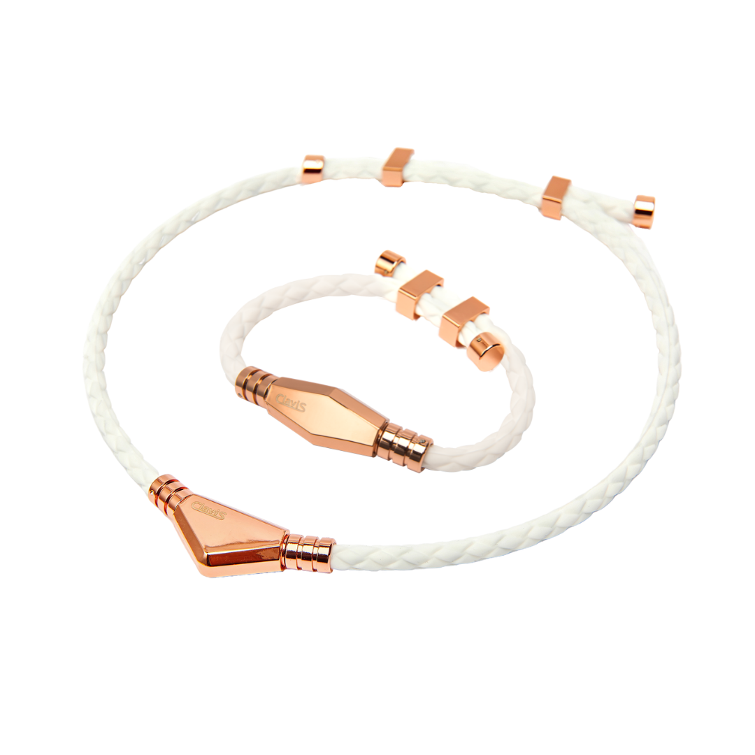 Ares Bracelet & Necklace Set (White Rose Gold) | ClavisEnergetic