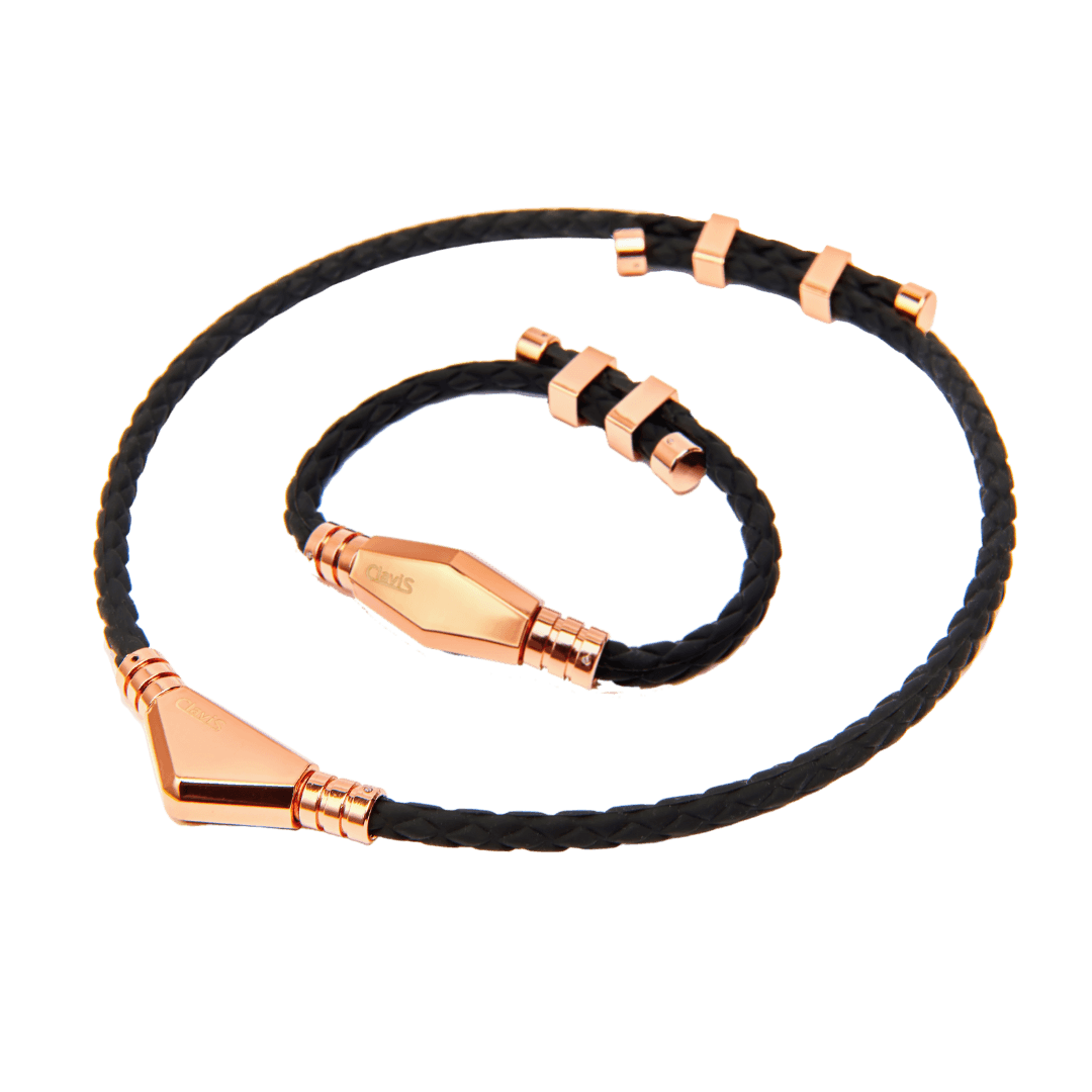 Ares Bracelet & Necklace Set (Black Rose Gold) | ClavisEnergetic