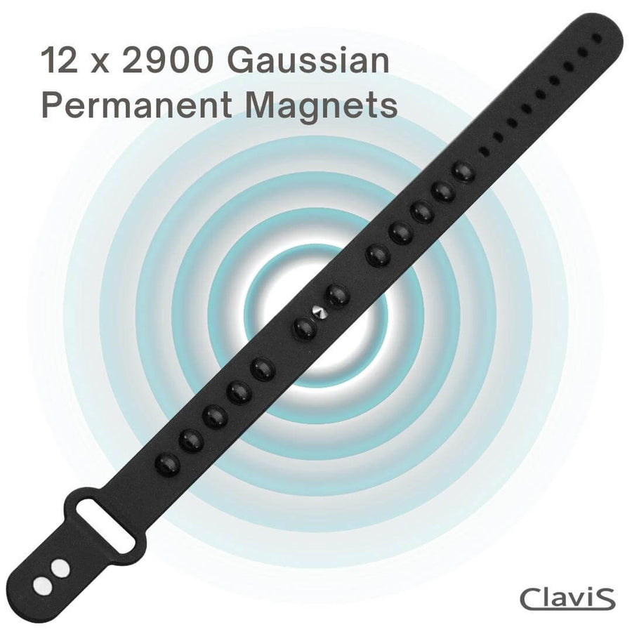 Clavis athletic edition magnetic therapy bracelet with 12 gauss magnets for pain relief and energy recovery.