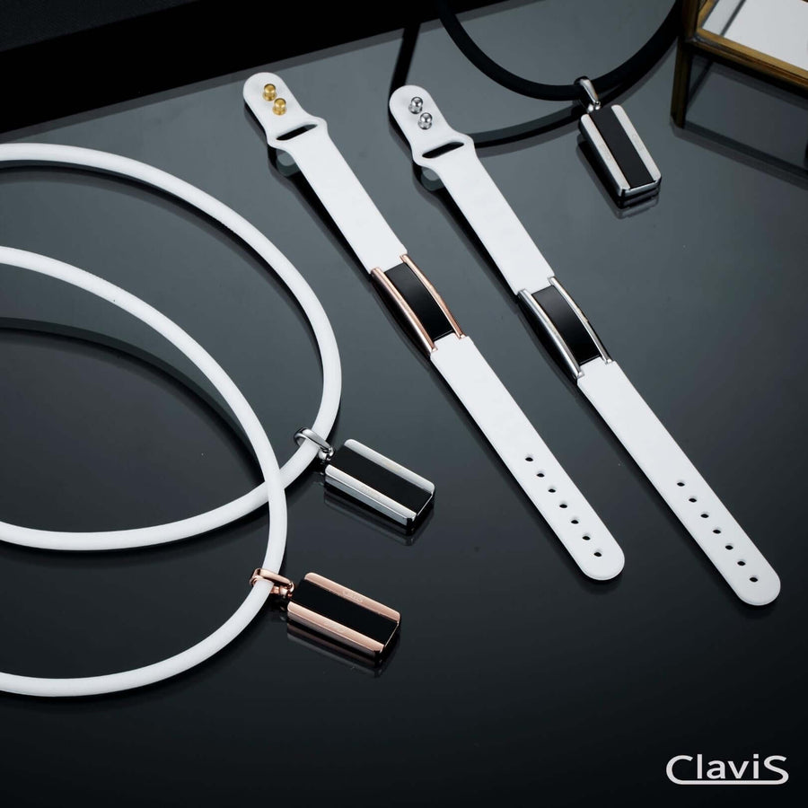 Hera High Power Gauss Magnetic Therapy Necklace and Bracelet - White Rose Gold, Clavis Korean wellness bracelet, magnetic golf gear.