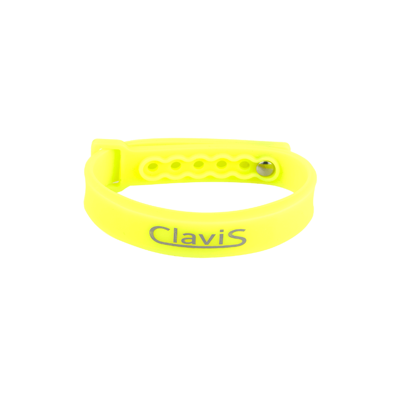 Neon yellow Clavis athletic edition magnetic golf bracelet for energy balance and sports performance.